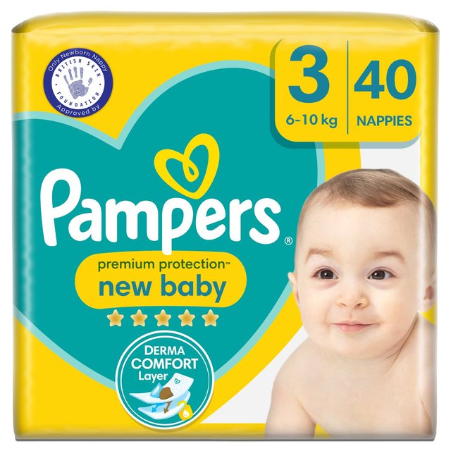 Pampers New Baby Nappies, Size 3, 6-10kg, Essential Pack