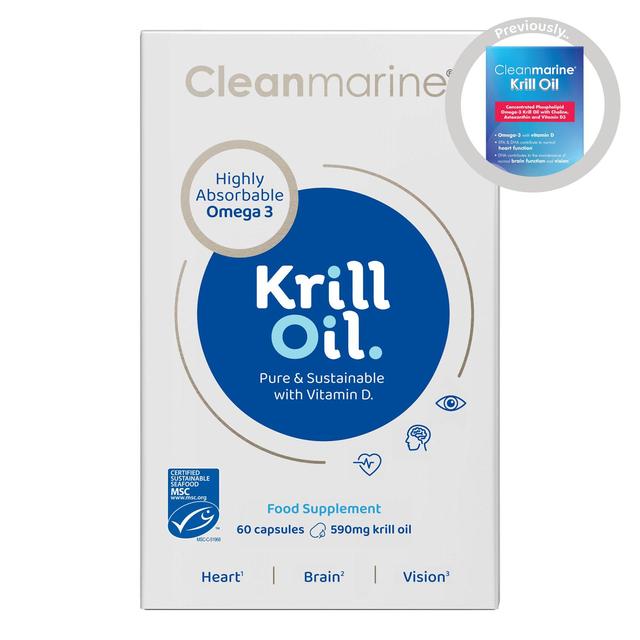 Cleanmarine MSC Krill Oil Supplement Capsules, 60 Per Pack