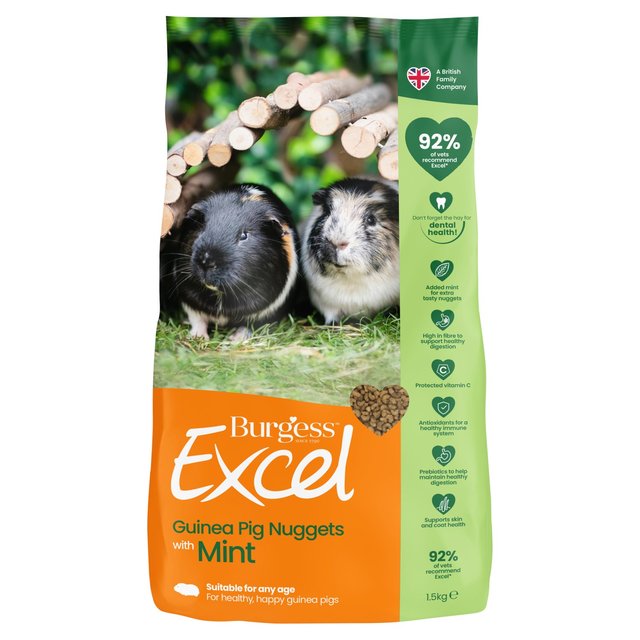 Burgess Excel Guinea Pig Food Nuggets With Mint, 1.5kg
