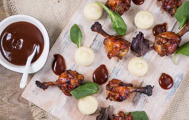 Gourmet Pulled Chicken Wings with Posh Mash and BBQ Sauce