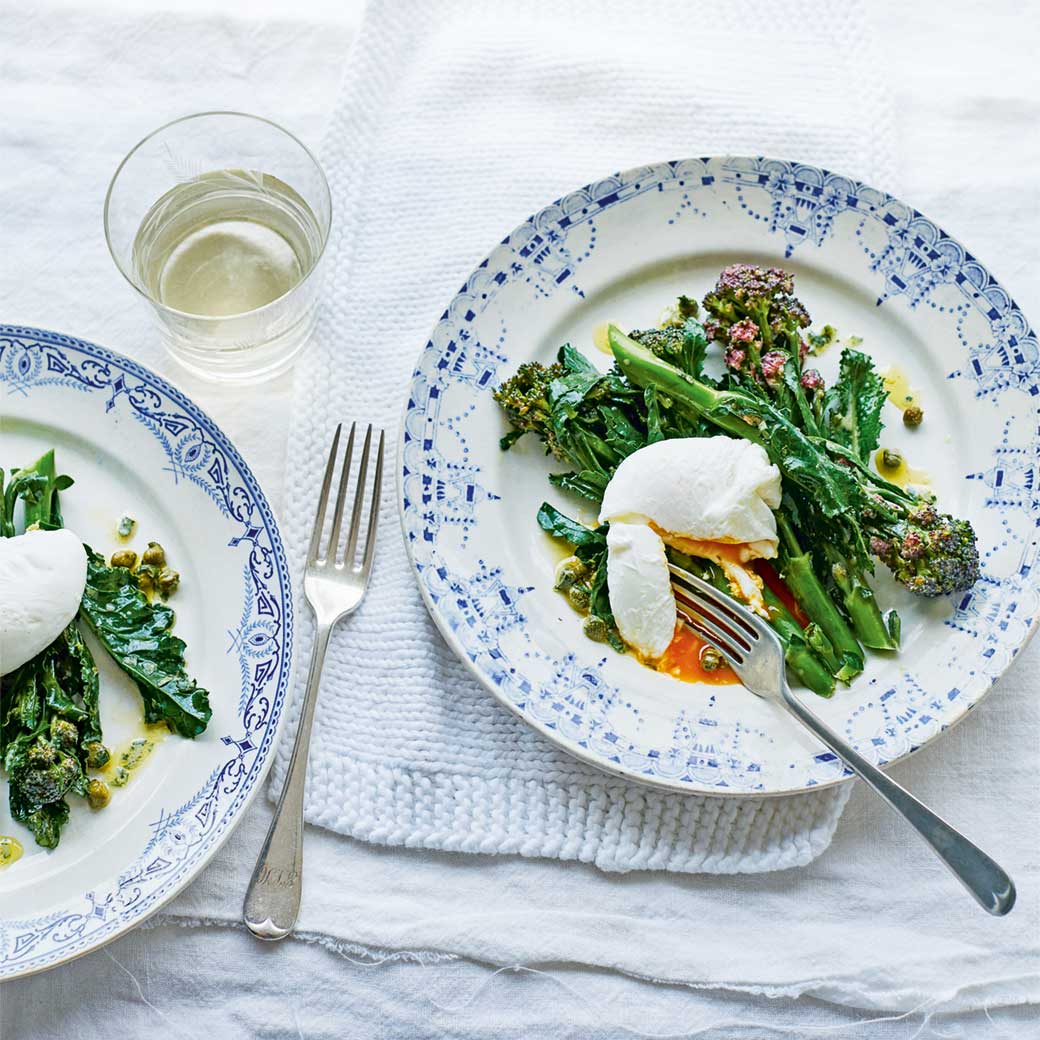 Purple Sprouting Broccoli with Poached Egg