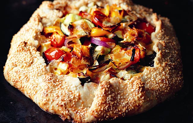 British Brie and Roasted Vegetable Pie
