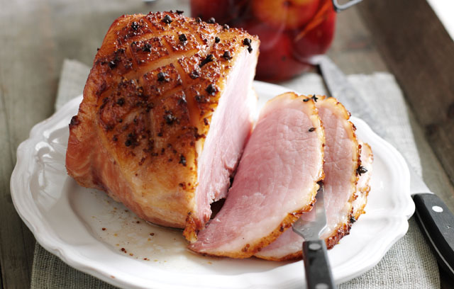 Honey Glazed Ham with Pickled Plums 