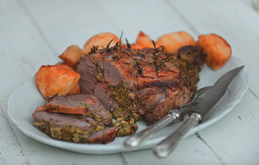 Roast Leg of Welsh Lamb with Pea and Mint Stuffing