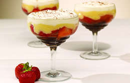 Strawberry and brownie trifles
