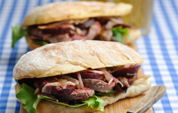 Warm Steak and Beetroot Sandwich with Honey and Mustard Dressing