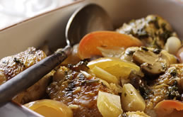 Chicken Fricassee with Apples in a Wine Sauce 
