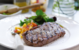 Barbecued Steak with Peach Relish