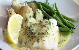 Steamed Smoked Haddock, Green Beans and Crushed New Potatoes