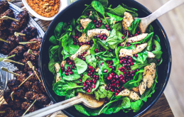 Chicken Spinach Salad with Pomegranate