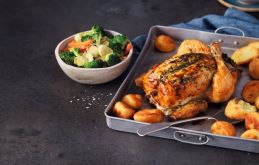 Easy Roast Chicken with Stuffing and Roast Potatoes