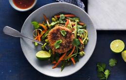 Thai-Style Fishcakes with Stir-Fry Vegetables and Sweet Chilli Sauce