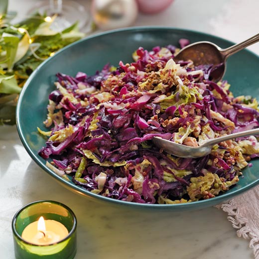 Pan-fried red and green cabbage