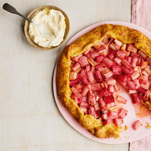 Rhubarb galette with clotted cream