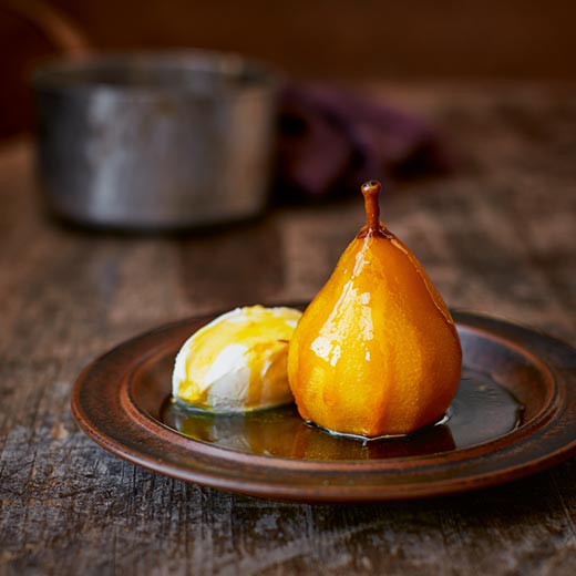 Saffron & Ginger Poached Pears