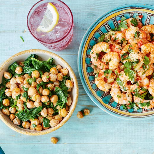 Crisped Chickpeas with Wilted Spinach and Herbs