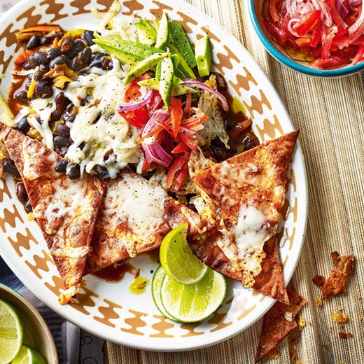 Mexican black beans with nachos