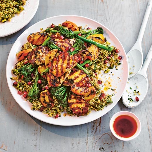 Apricot and Chipotle Halloumi Salad With Herby Couscous