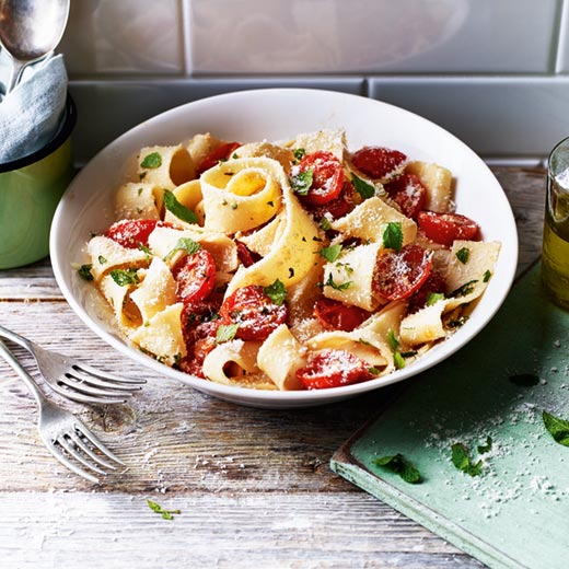 Pappardelle with Cherry Tomatoes, Mint & Parmesan