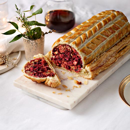 Christmas Wellington with Roast Roots, Chestnuts and Herbs