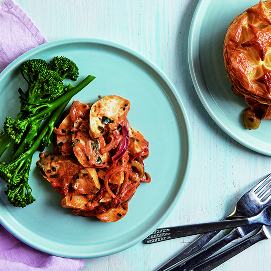 Easy deconstructed chicken and chorizo pie
