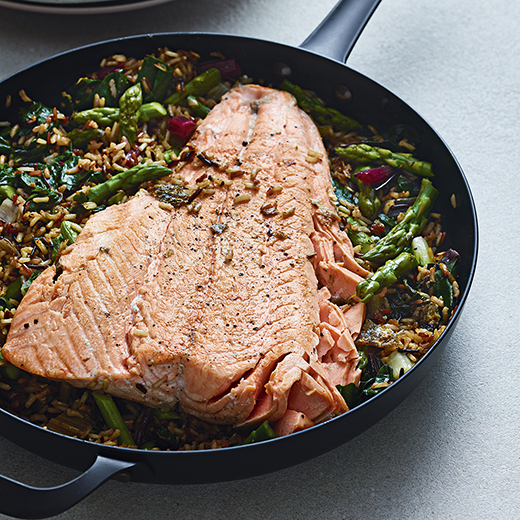 Salmon with Prosecco Fried Rice