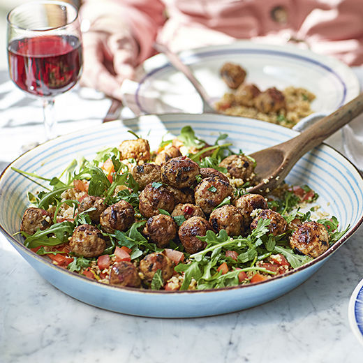 Mini Pork Meatballs with Herby Grains