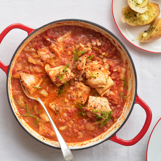 Simple Fish Stew with Garlic Bread