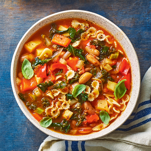 Winter Minestrone with Cheese and Basil Toasties