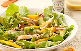 Chicken, Mango and Avocado Salad with a Tangy Green Tabasco Dressing