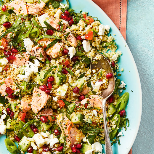 Mediterranean Herby Couscous with Salmon 