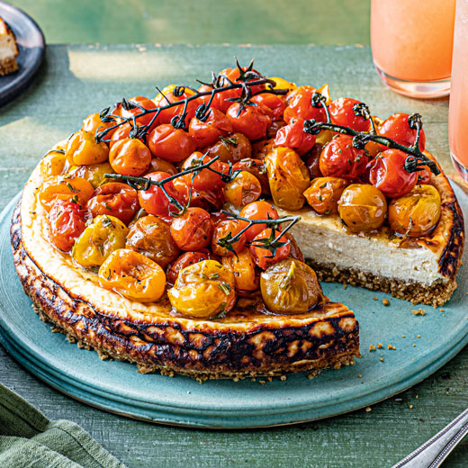 Baked Ricotta Cheesecake with Rosemary Tomatoes
