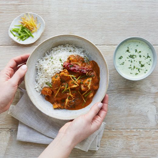 Chicken Tikka Masala with Crispy Ginger and Herby Yoghurt