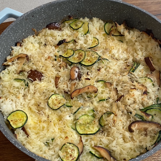 Claire Thomson's Courgette, Black Olive and Rice Gratin