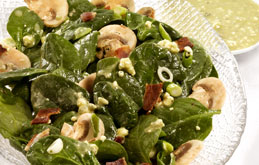 Spinach and Bacon Salad with Blue Cheese Dressing