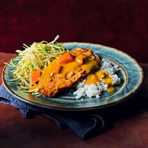 Crunchy Sesame Cabbage with Katsu Curry Sole 