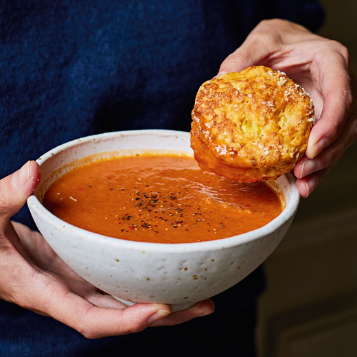 Mixed Pepper Soup with Cheese Scones