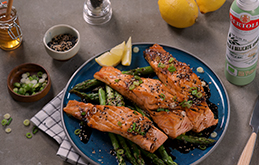 Bertolli’s Grilled Salmon with Soy Sauce and Asparagus