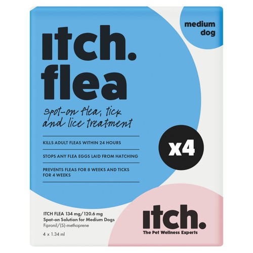 Itch Flea & Tick Treatment for Medium Dogs (10-20kg) 4 Pack
