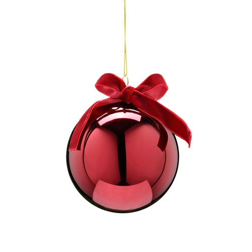 Shiny Burgundy Glass Ball with Bow Top