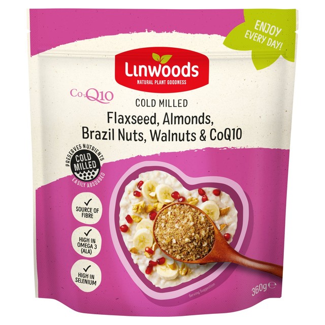 Linwoods Milled Flaxseed Almonds Brazil and Walnuts with Co-Q10 Seed and Nut Blend 360g