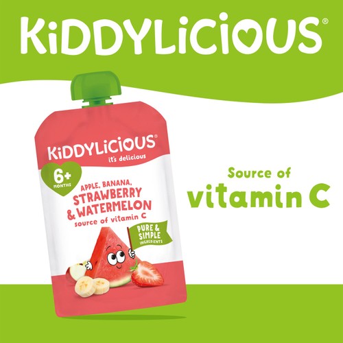 Kiddylicious Strawberry & Watermelon Baby Food Pouch 6+ Months