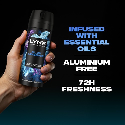 Lynx Fine Fragrance Collection Premium Deodorant Bodyspray Blue Lavender