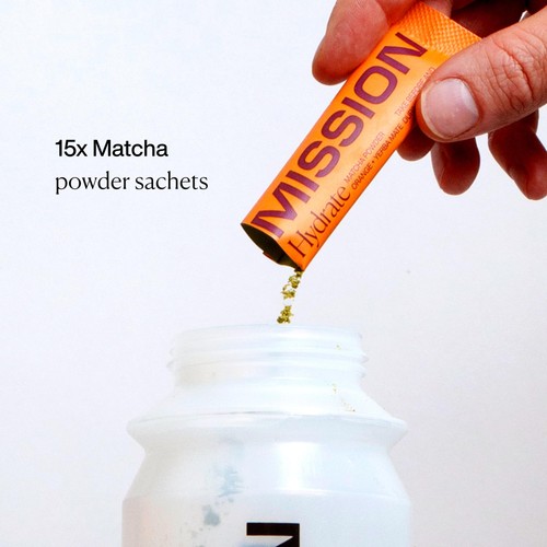 MISSION Hydrate Matcha Powder Sachets with Orange + Yerba Mate