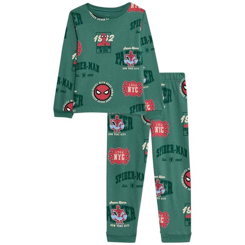 M&S Boys Pure Cotton Spider-Man Pyjamas, 7-8 Y, Light Green