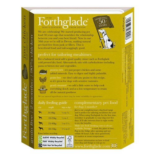 Forthglade Complementary Grain Free Wet Dog Food Just 90% Chicken