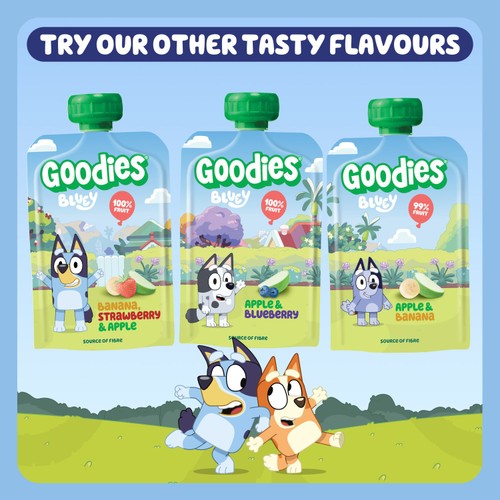 Goodies BLUEY Kids Snack Banana & Strawberry Yoghurt Pouch Multipack
