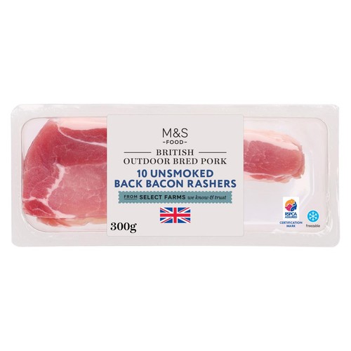 M&S British Outdoor Bred 10 Unsmoked Back Bacon Rashers