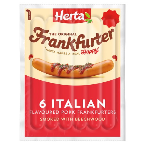 Herta Italian Flavoured Pork Frankfurter Hot Dogs