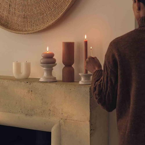 M&S Ceramic Dinner Candle & Tealight Holder, White